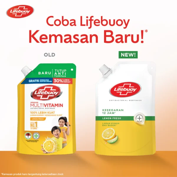 [LEBIH HEMAT 30%] Lifebuoy Sabun Mandi Cair Anti Bacterial Body Wash Lemon Fresh 100% Lebih Kuat Lawan Kuman, Kesegaran 12 Jam