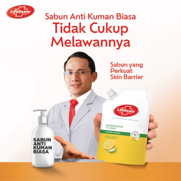 [LEBIH HEMAT 30%] Lifebuoy Sabun Mandi Cair Anti Bacterial Body Wash Lemon Fresh 100% Lebih Kuat Lawan Kuman, Kesegaran 12 Jam